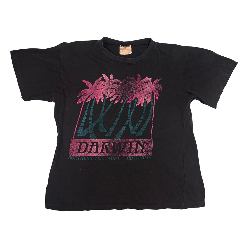 Vintage Darwin Australia T Shirt Large Faded Black Single Stitch The Aboriginal